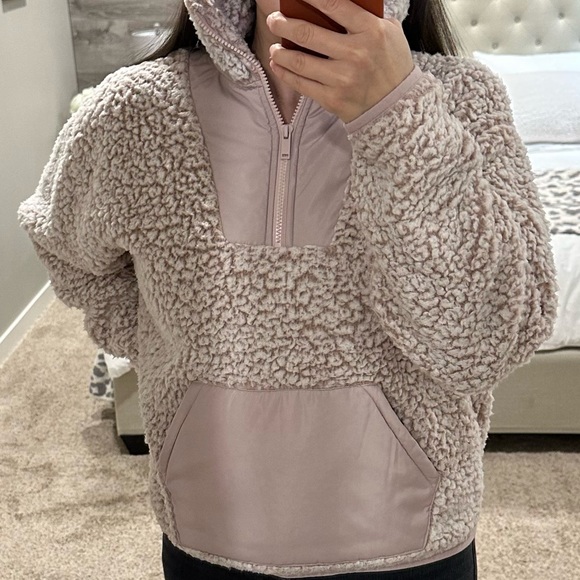 Express Sweaters - Womens Sherpa Jacket Express XS Pink Quarter Zip